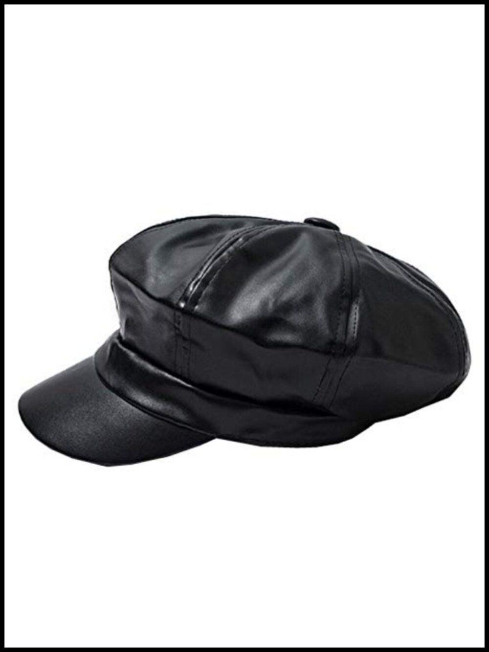 PU Leather Newsboy Cabbie Peaked Beret Cap Vintage Baker Boy Visor Hat